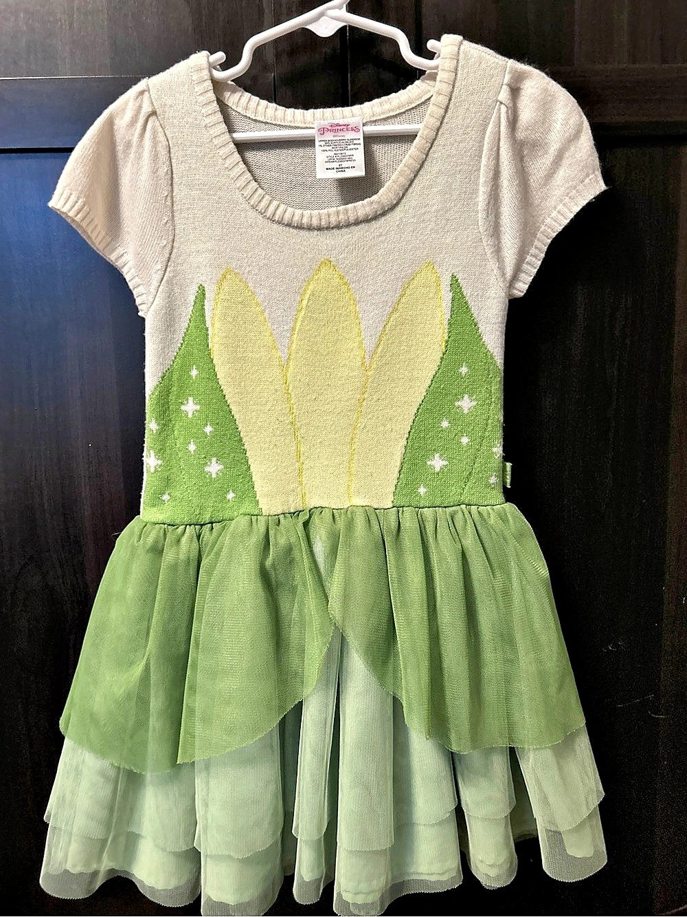 Disney Princess Tiana Knit Sweater Tutu Dress Green White 5T